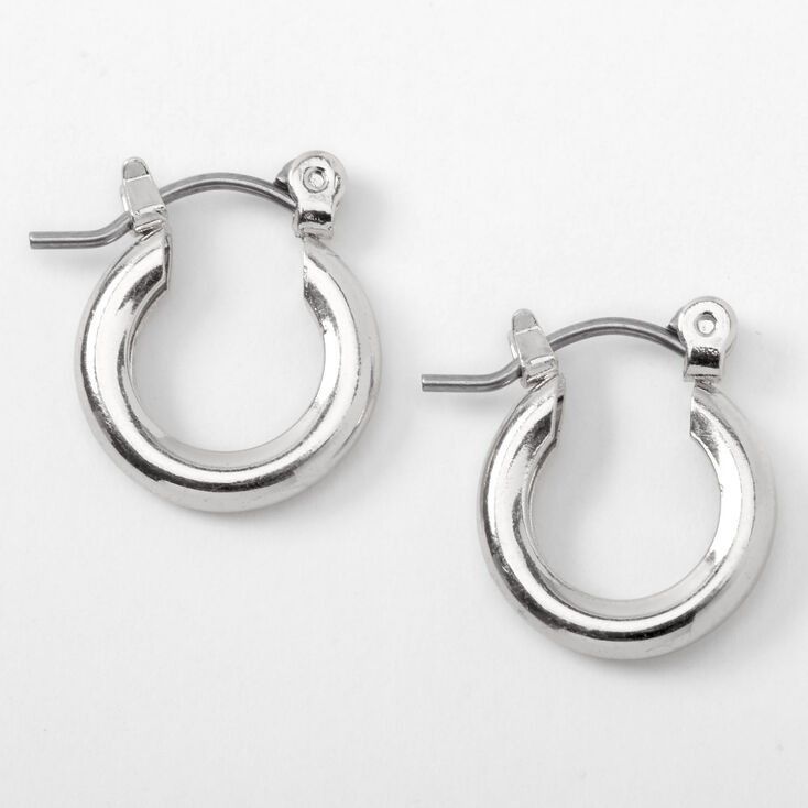 Silver 10MM Tube Hoop Earrings,