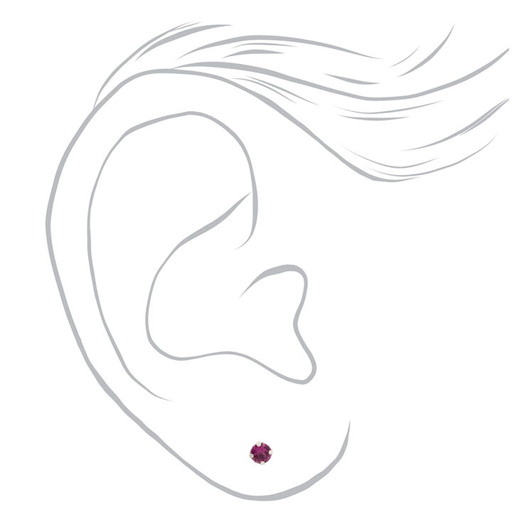 14kt White Gold 3mm February Amethyst Crystal Ear Piercing Kit with Ear Care Solution,