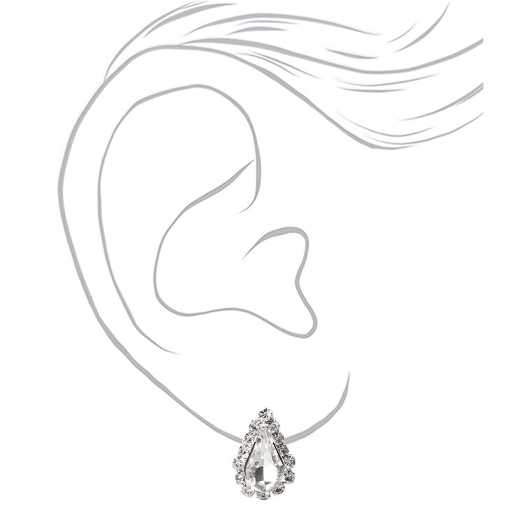 Silver Rhinestone Simple Teardrop Jewelry Set - 2 Pack,