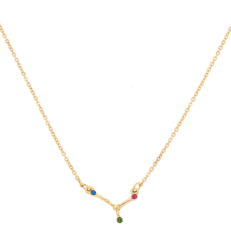 Gold Zodiac Constellation Pendant Necklace - Cancer,