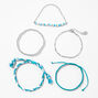 Silver &amp; Blue Beaded &amp; Woven Bracelet Set - 5 Pack,