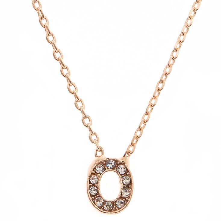 Rose Gold Studded "O" Initial Necklace,