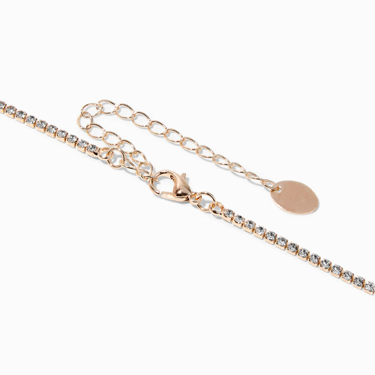 Rose Gold Mini Drip Crystal Fringe Statement Necklace &amp; Drop Earrings Set - 2 Pack,