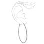 Silver 60MM Beaded Look Large Hoop Earrings,