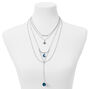 Silver Celestial Y-Neck Multi Strand Necklace - Blue,