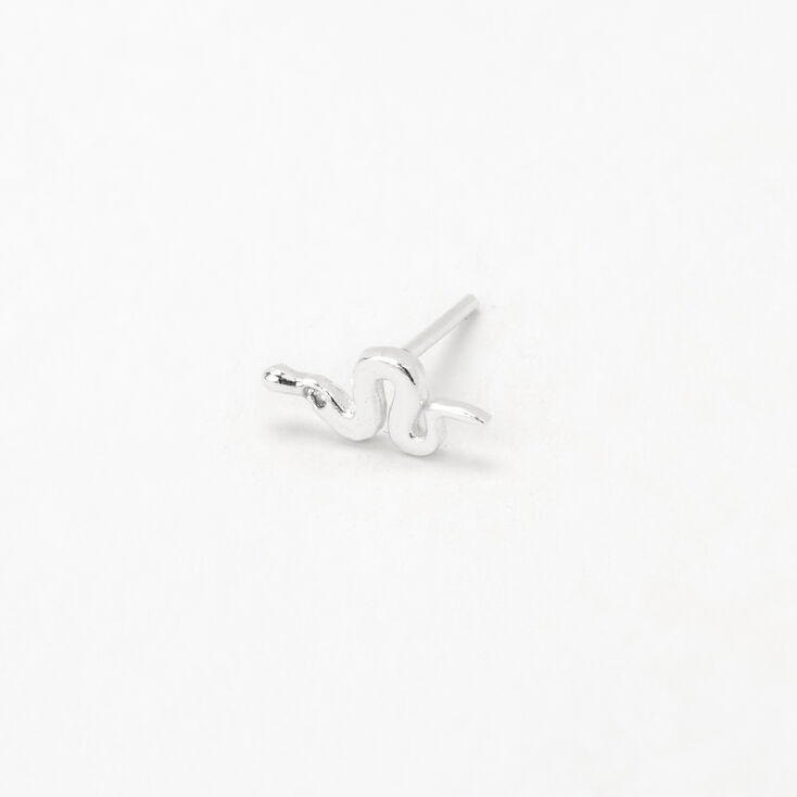 Sterling Silver 22G Cubic Zirconia Snake Nose Stud,