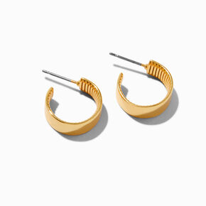 ICING Select 18k Yellow Gold Plated 14MM Textured Hoop Earrings,