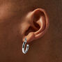Silver Graduated Embellished Huggie Hoop Earring Stackables Set - 3 Pack,
