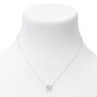 Silver Round Halo Cubic Zirconia Pendant Necklace,