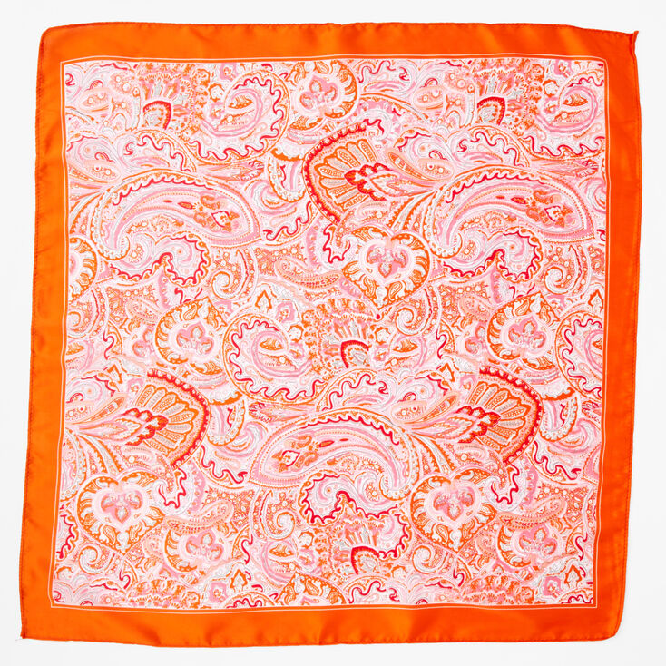 Orange Paisley Silky Bandana Headwrap,
