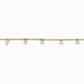 Gold-tone Stainless Steel Cubic Zirconia Confetti Chain Bracelet,