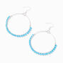 Silver 60MM Turquoise Beaded Hoop Drop Earrings,