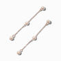 Rose Gold-tone Blush Pearl Station 2&quot; Linear Drop Earrings,