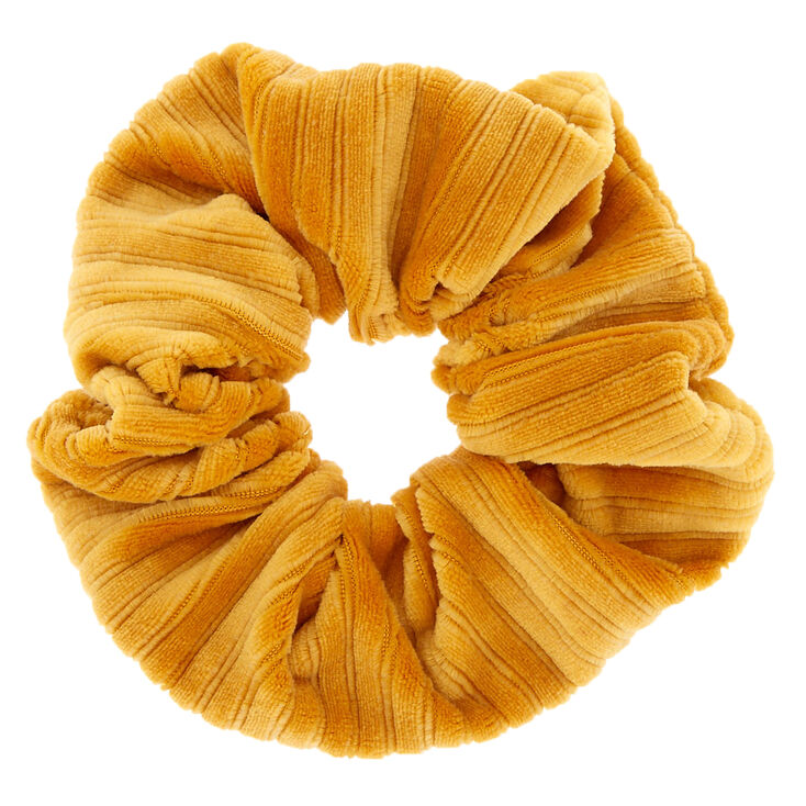 Ribbed Velvet Hair Scrunchie - Mustard,