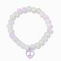 Purple Heart Peace Sign Stretch Beaded Bracelet,