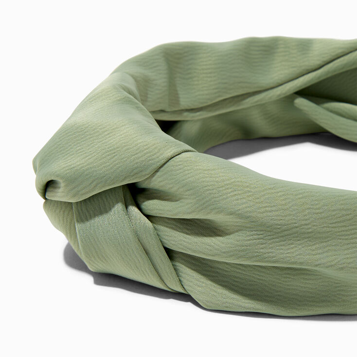 Olive Satin Knotted Headband,