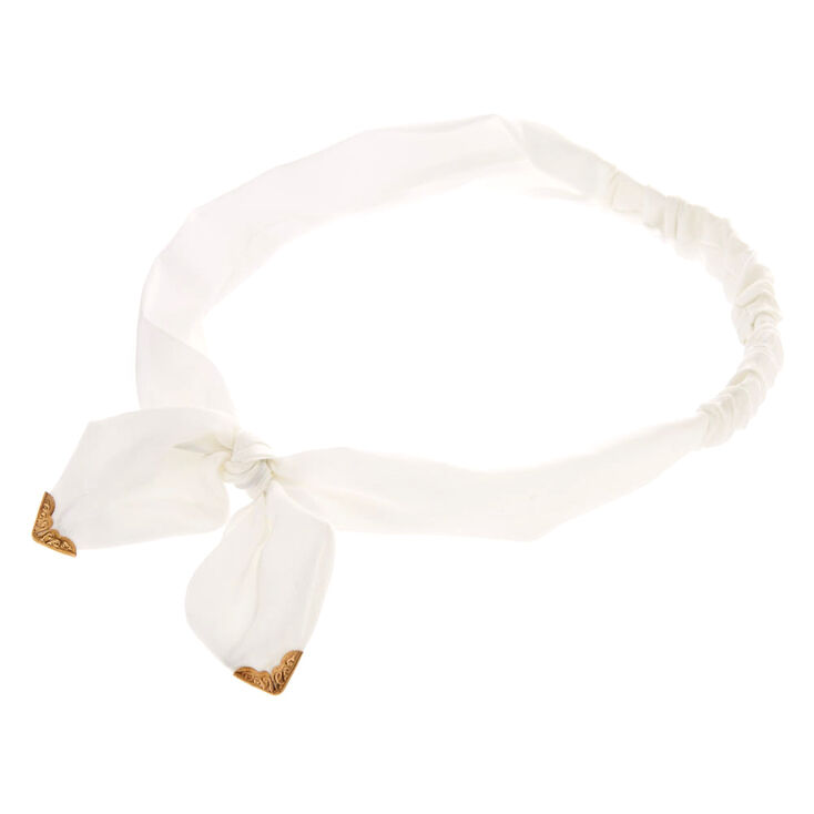 Satin White Bow Headwrap,
