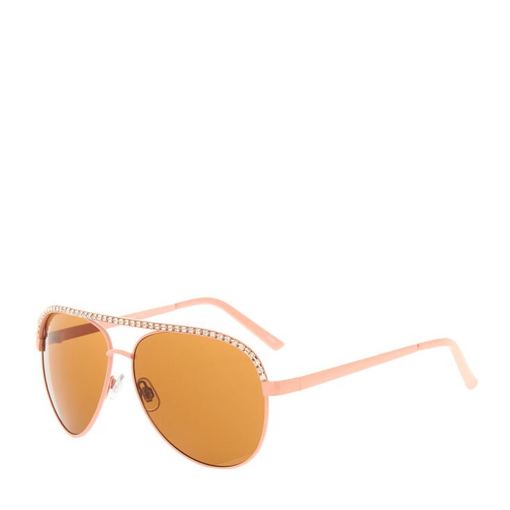 Crystal Pink Aviator Sunglasses,