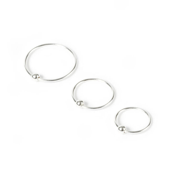 Sterling Silver 20G Assorted Nose Rings - 3 Pack,