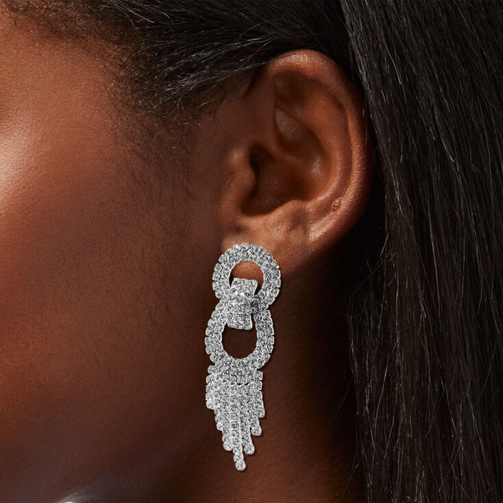 Crystal Figure Eight Waterfall 2.5&quot; Drop Earrings,