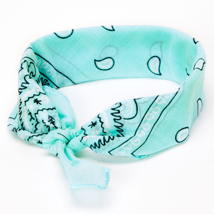Paisley Print Bandana Headwrap - Mint,