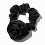 Black Silky Rose Hair Scrunchie,