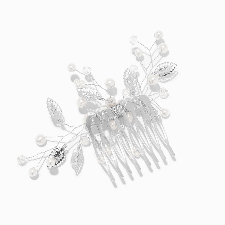 Silver Crystal Floral Spray Hair Comb,