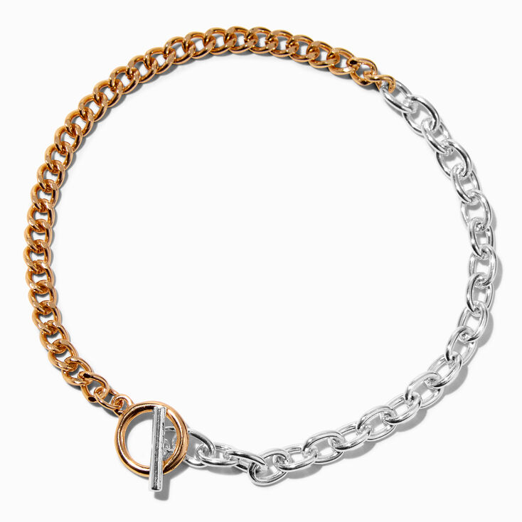 Gold Curb &amp; Silver Cable Chain Anklet,