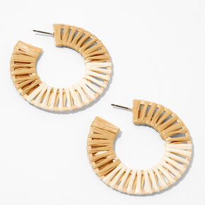 Neutral 40MM Woven Wooden Hoop Earrings,