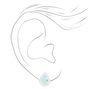 Silver Cubic Zirconia Halo Teardrop Stud Earrings,