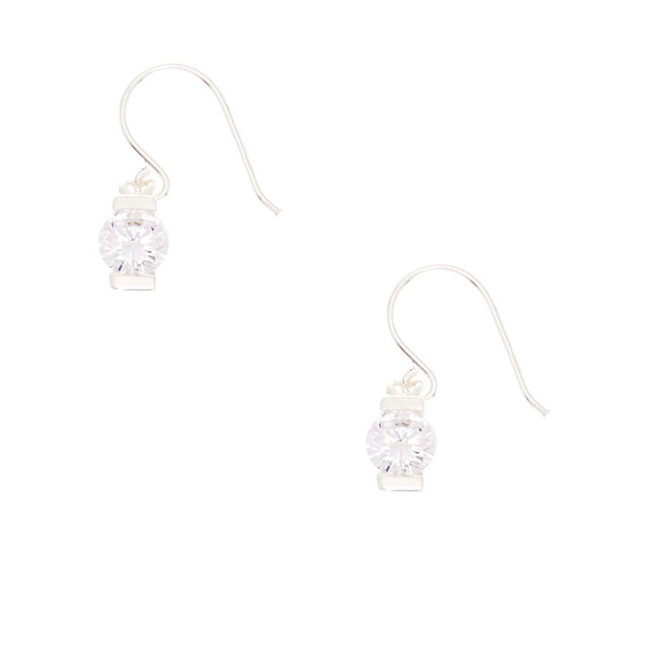 Sterling Silver Faux Crystal Drop Earrings,