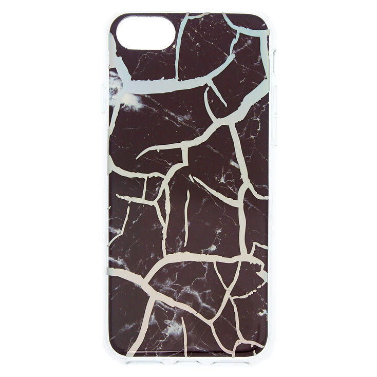 Black Cracked Marble Phone Case,