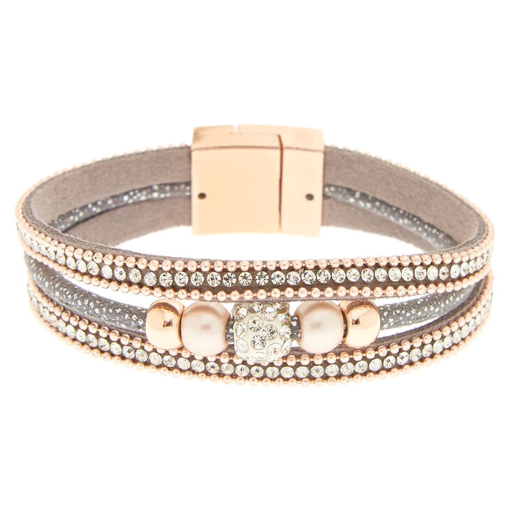 Gray & Rose Gold Layered Bracelet,
