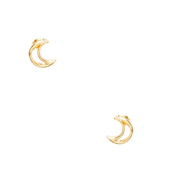 18kt Gold Plated Moon Stud Earrings,