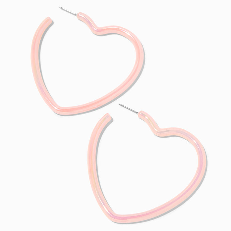 Pink Blush 70MM Heart Hoop Earrings,