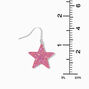 Pink Glitter Star 1&quot; Drop Earrings,