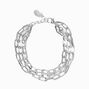 Silver-tone Paperclip Chain Multi-Strand Bracelet,