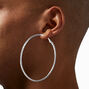 Silver-tone Textured Snakeskin 80MM Hoop Earrings,