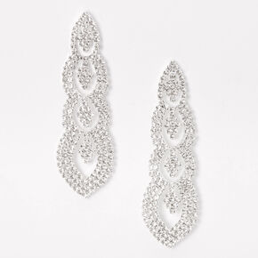 Silver 2.5&quot; Rhinestone Regal Drop Earrings,