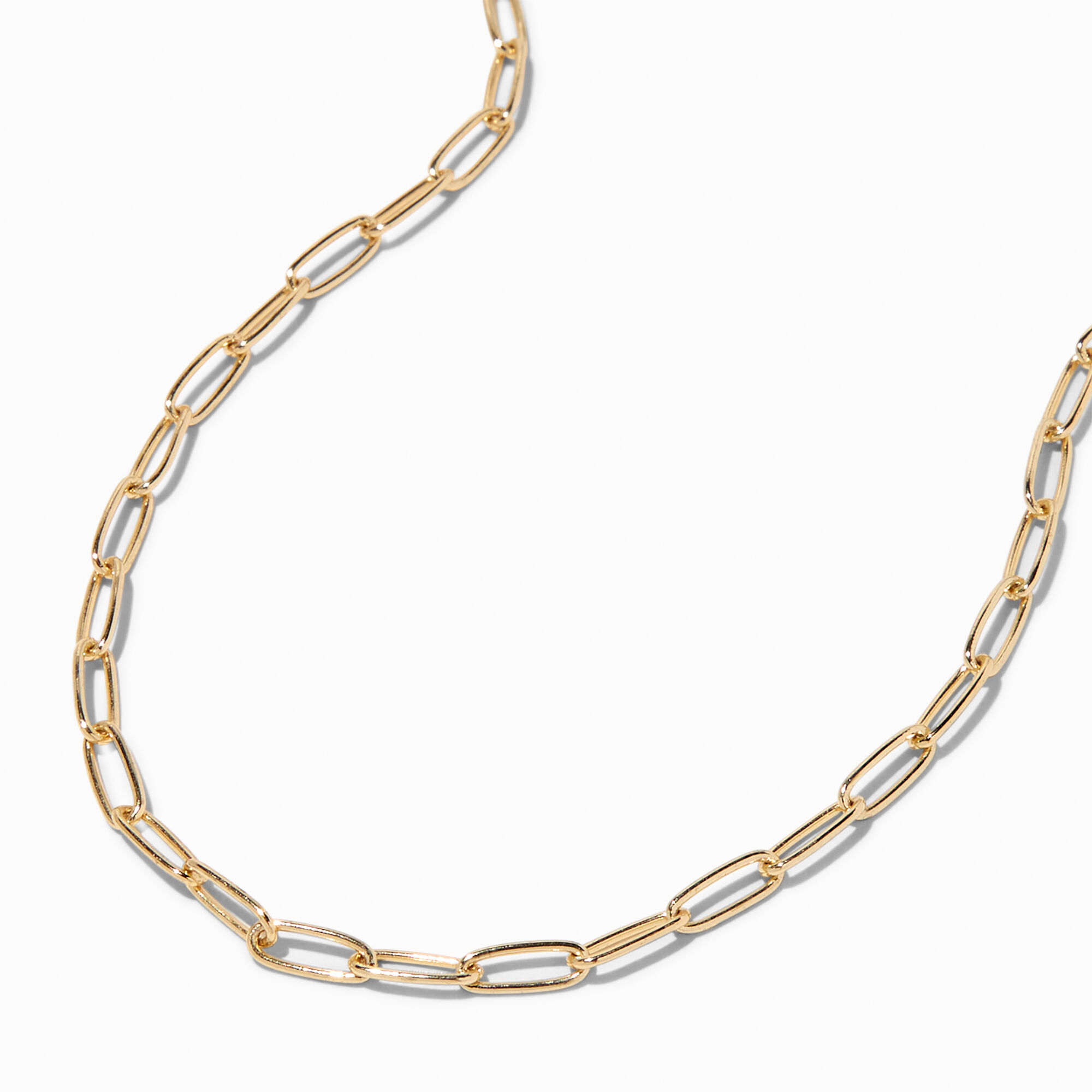 18k Gold Layered Paper Clip Chain 5mm Link Chain Necklace, Drawn Cable –  Bella Joias Miami