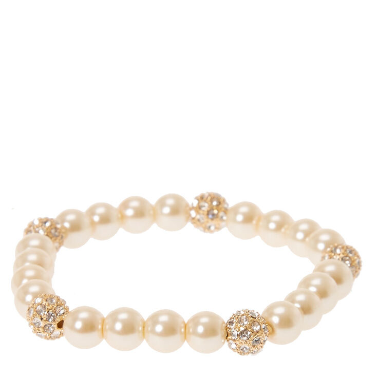 Faux Ivory Pearl & Fireball Bracelet,