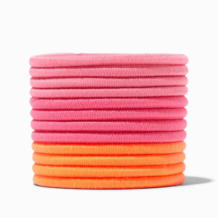 Pink &amp; Orange Lurex Hair Ties - 12 Pack,