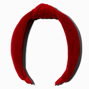 Red Ribbed Velvet Knotted Headband,