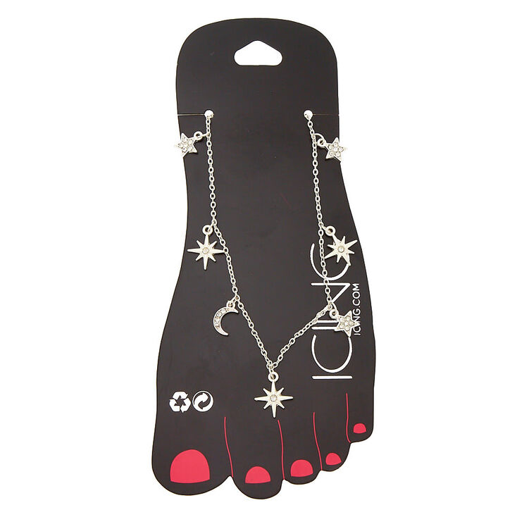 Silver Cosmos Charm Anklet,