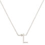 Silver Stone Initial Pendant Necklace - L,