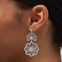 Silver-tone Flower Fan 2&quot; Drop Earrings,