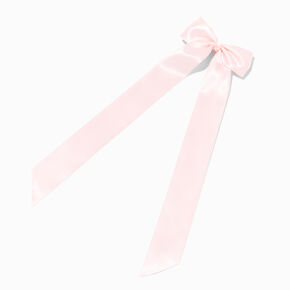 Light Pink Satin Long Tail Bow Hair Clip,