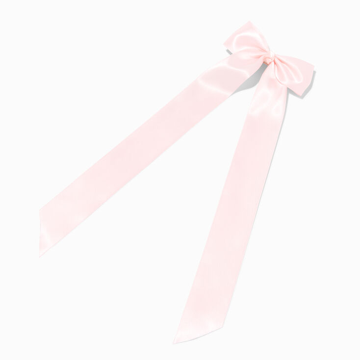 Light Pink Satin Long Tail Hair Bow Clip,