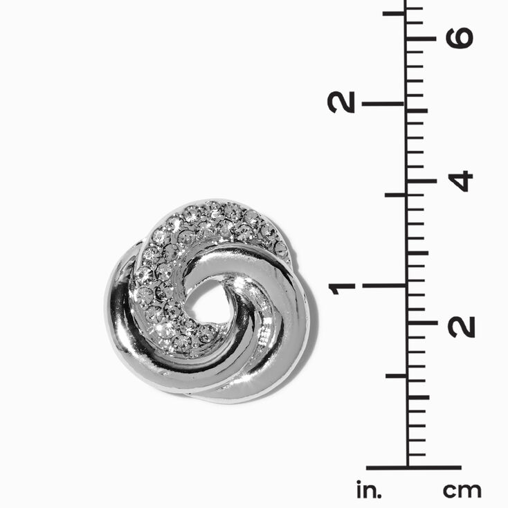Silver-tone Crystal Big Knot Stud Earrings ,