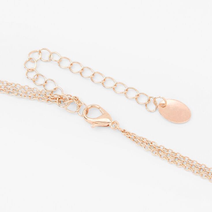 Rose Gold Crystal Confetti Multi Strand Necklace,